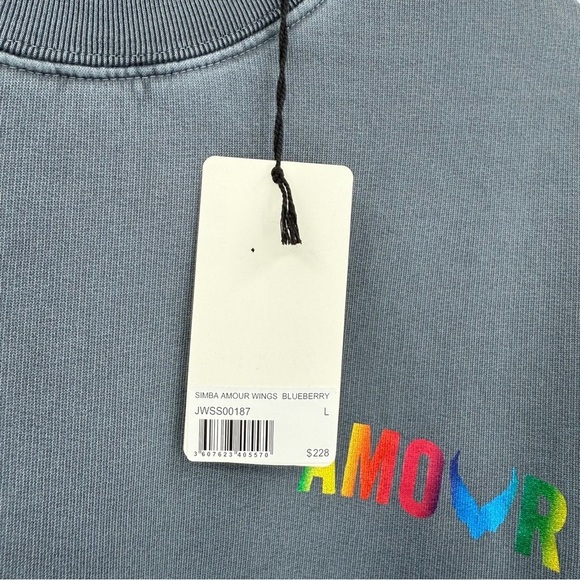 Zadig & Voltaire Simba Amour Wings Cotton Crew Sweatshirt in Blueberry Size L - Picture 8 of 13